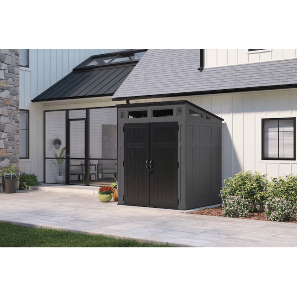 suncast 6 feet x 4 feet modernist lean to resin storage shed (floor included) in gray | bms6583t suncast 6 feet x 4 feet modernist lean to resin storage shed (floor included) in gray | bms6583t