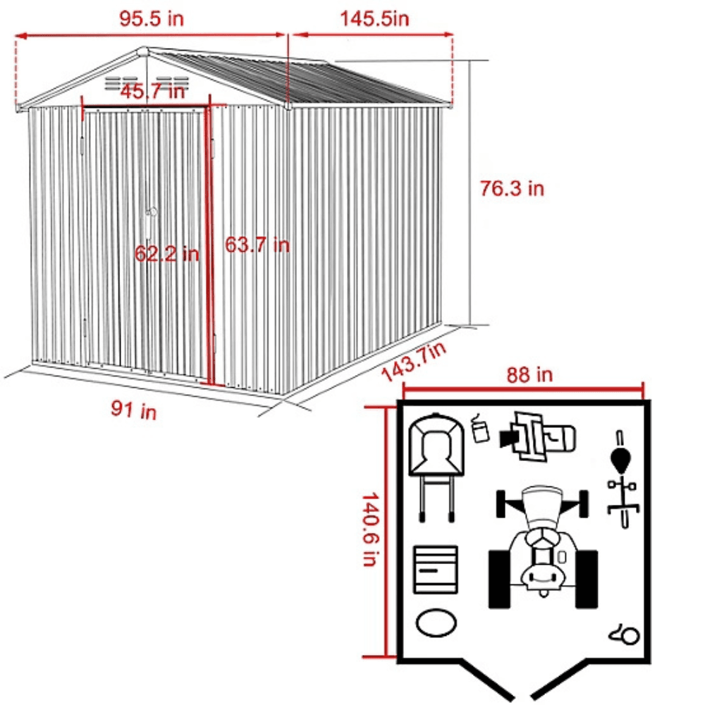 veikous 8 ft. x 12 ft. outdoor storage shed with lockable door and vents veikous 8 ft. x 12 ft. outdoor storage shed with lockable door and vents