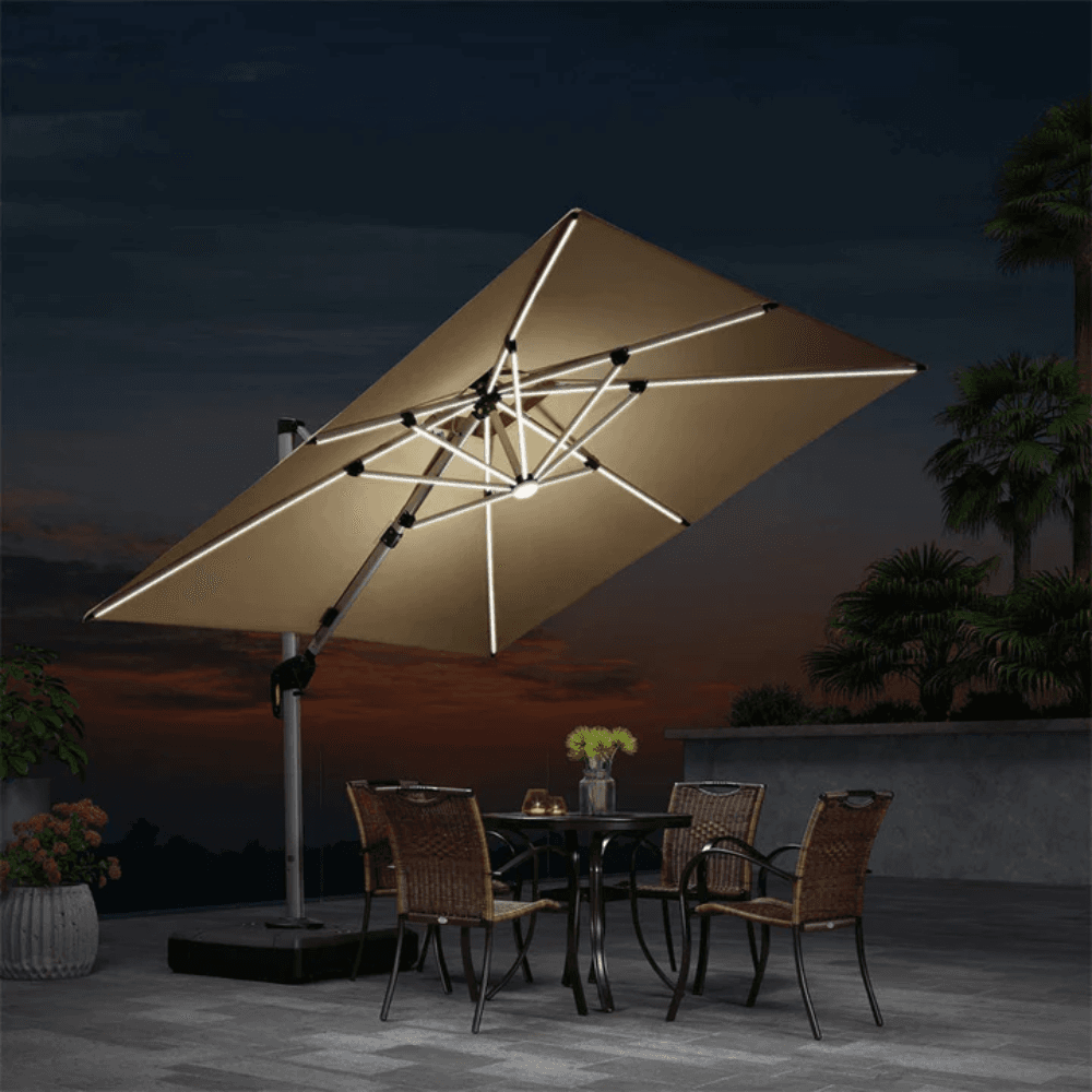 purple leaf double top deluxe solar powered led square patio umbrella purple leaf double top deluxe solar powered led square patio umbrella