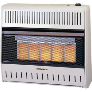 procom reconditioned dual fuel ventless infrared heater – 30,000 btu, t stat control – model# md5tpa r