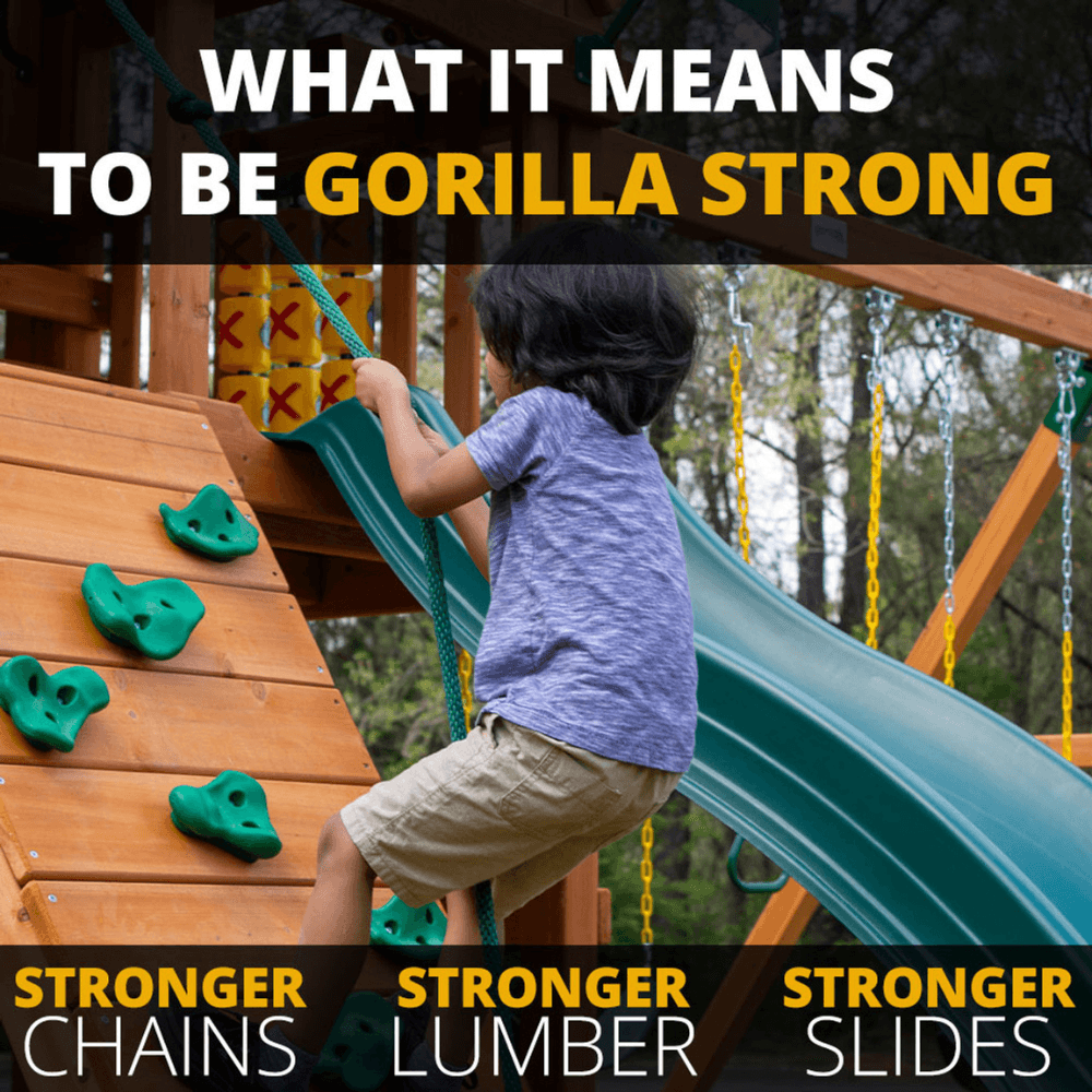 outing iii wooden outdoor playground with wood roof, monkey bars, slide, swings set, and backyard playset accessories outing iii wooden outdoor playground with wood roof, monkey bars, slide, swings set, and backyard playset accessories