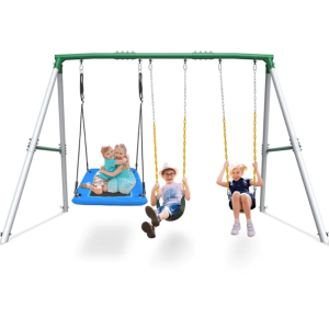 660lbs heavy duty swing set with 1 platform swing, 2 belt swings