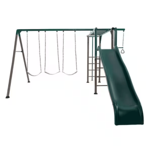 lifetime powder coated steel swing set with 4 swing(s) , 1 slide(s)