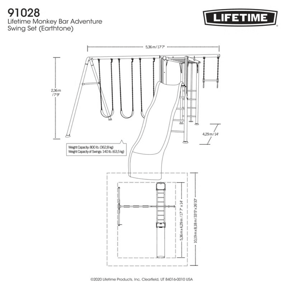 lifetime powder coated steel swing set with 4 swing(s) , 1 slide(s) lifetime powder coated steel swing set with 4 swing(s) , 1 slide(s)