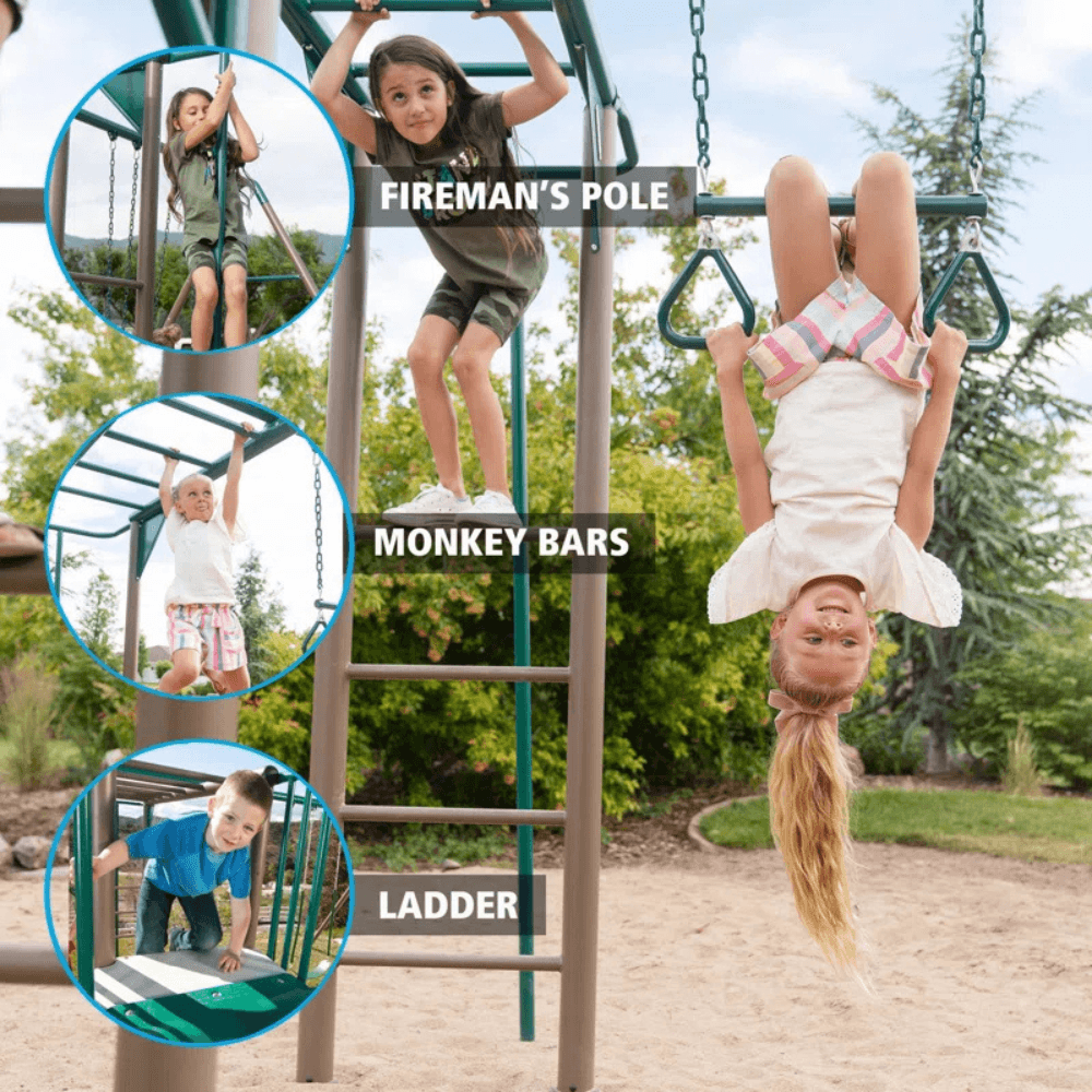 lifetime powder coated steel swing set with 4 swing(s) , 1 slide(s) lifetime powder coated steel swing set with 4 swing(s) , 1 slide(s)