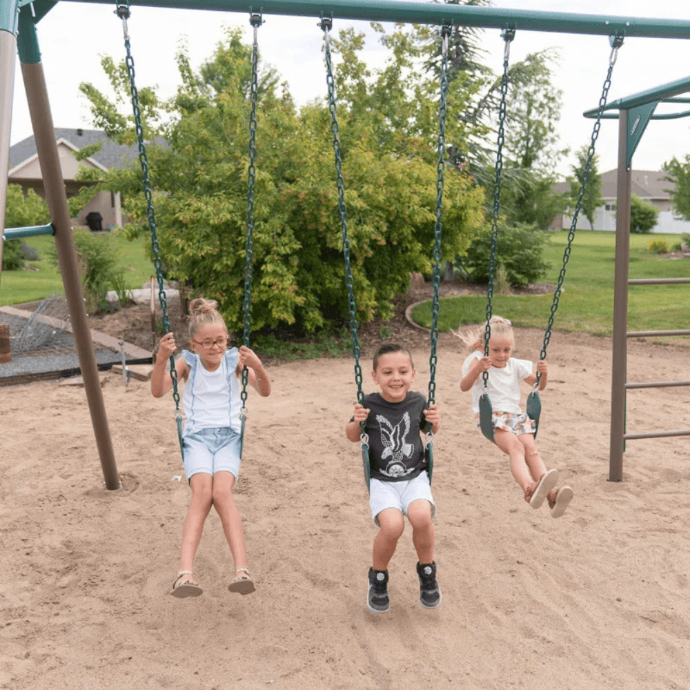 lifetime powder coated steel swing set with 4 swing(s) , 1 slide(s) lifetime powder coated steel swing set with 4 swing(s) , 1 slide(s)