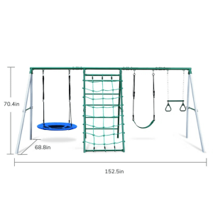 swing sets with saucer swing,belt swing,trapeze bar,climbing rope,climbing ladder