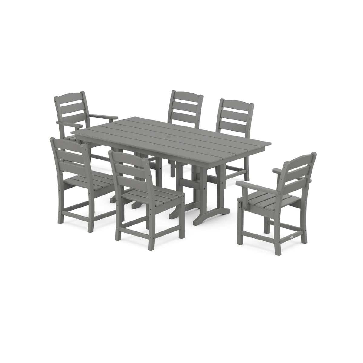 polywood lakeside 7 piece farmhouse dining set – slate grey polywood lakeside 7 piece farmhouse dining set – slate grey