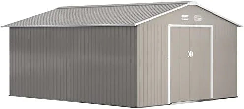outsunny 11′ x 13′ outdoor storage shed, garden tool metal shed with foundation kit, double lockable door, air vents and slopings roofs, for backyard, patio, lawn, light grays outsunny 11′ x 13′ outdoor storage shed, garden tool metal shed with foundation kit, double lockable door, air vents and slopings roofs, for backyard, patio, lawn, light grays