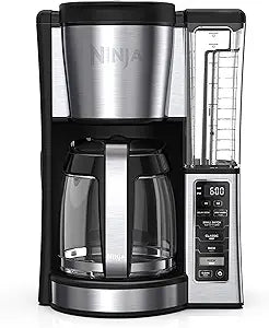 ninja 12 cup programmable coffee brewer, 2 brew styles, adjustable warm plate, 60oz water reservoir, delay brew, black/stainless steel