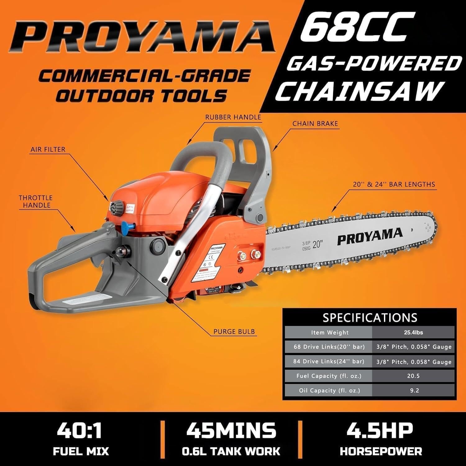 proyama 68cc 2 cycle top handle gas powered chainsaw 24 inch 20 inch petrol handheld cordless chain saw for tree wood cutting proyama 68cc 2 cycle top handle gas powered chainsaw 24 inch 20 inch petrol handheld cordless chain saw for tree wood cutting