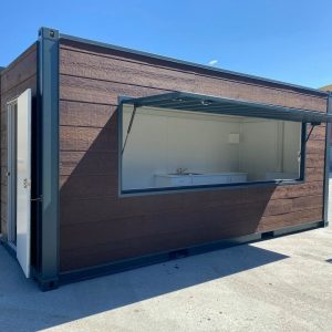 16ft custom wood covered container with ac and sink system