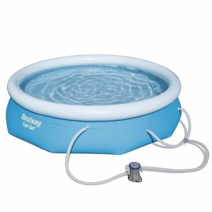 bestway 10′ x 30″ fast set inflatable above ground swimming pool w/ filter pump