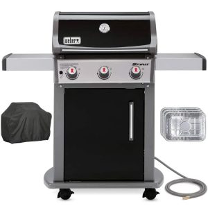 weber 47510001 spirit e 310 3 burner natural gas black bundle with generic grill cover barbecue drip pans set of 3