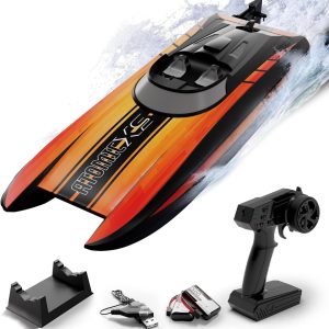 volantexrc remote control boats for pools and lakes 30+mph atomicxs high speed rc boat for adults gifts with 2 batteries & reverse function. orange new