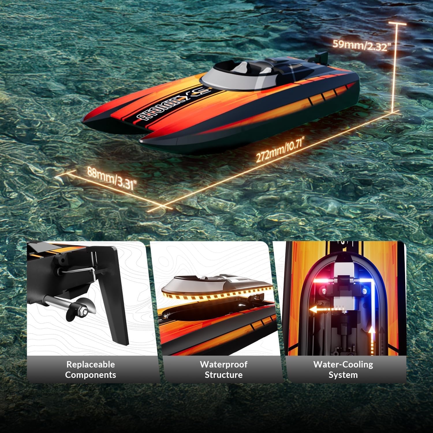 volantexrc remote control boats for pools and lakes 30+mph atomicxs high speed rc boat for adults gifts with 2 batteries & reverse function. orange new volantexrc remote control boats for pools and lakes 30+mph atomicxs high speed rc boat for adults gifts with 2 batteries & reverse function. orange new