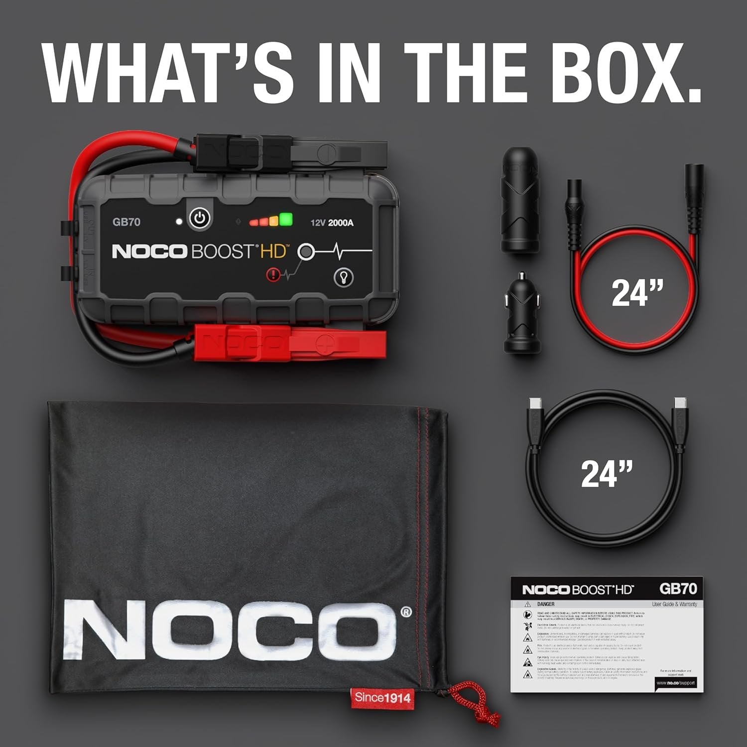 noco boost gb70: 2000a ultrasafe jump starter, 12v lithium battery booster pack, portable jump box, power bank & jumper cables, for 8.0l gas and 6.0l diesel engines noco boost gb70: 2000a ultrasafe jump starter, 12v lithium battery booster pack, portable jump box, power bank & jumper cables, for 8.0l gas and 6.0l diesel engines