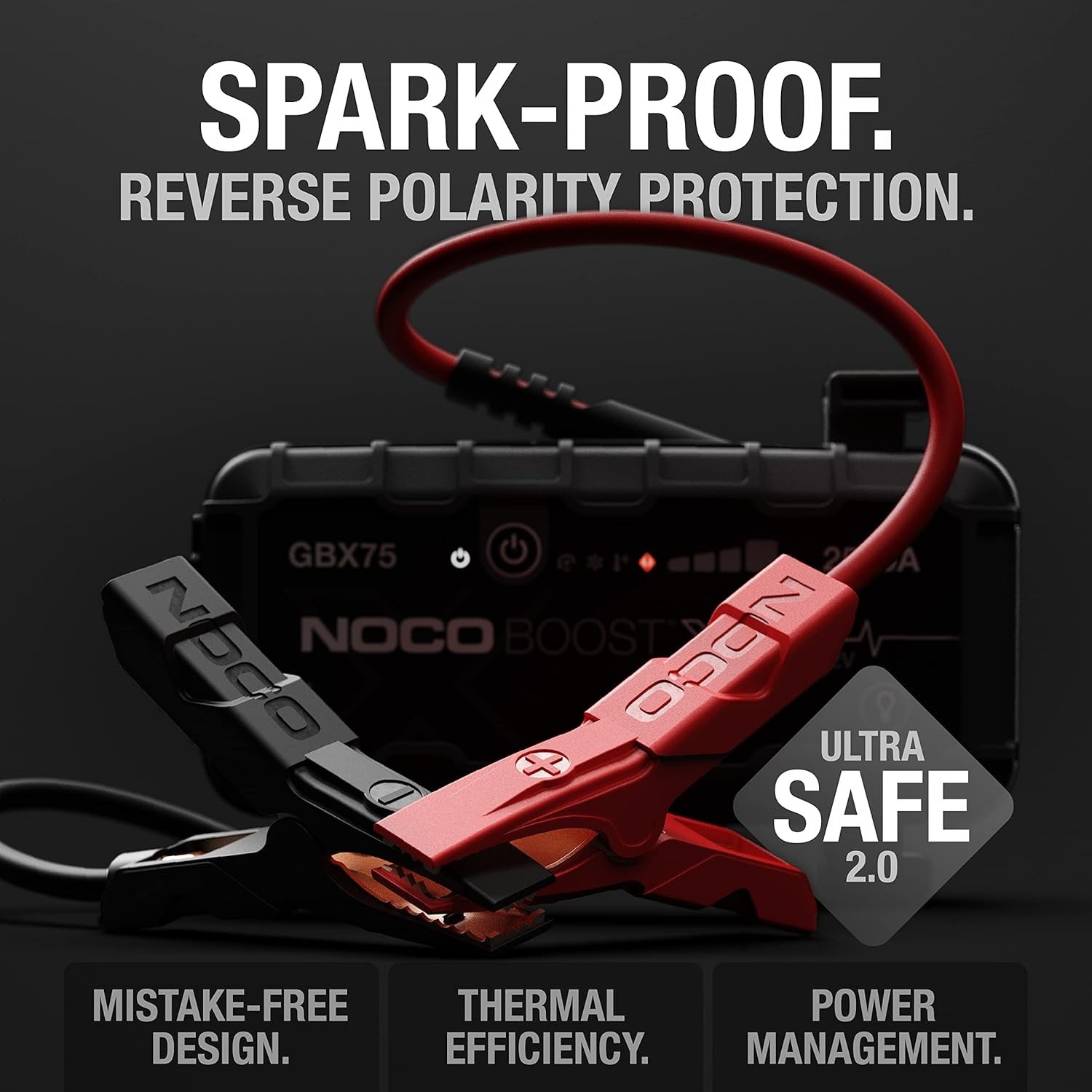 noco boost x gbx75: 2500a ultrasafe jump starter, 12v lithium battery booster pack, portable jump box, power bank & jumper cables, for 8.5l gas and 6.5l diesel engines noco boost x gbx75: 2500a ultrasafe jump starter, 12v lithium battery booster pack, portable jump box, power bank & jumper cables, for 8.5l gas and 6.5l diesel engines